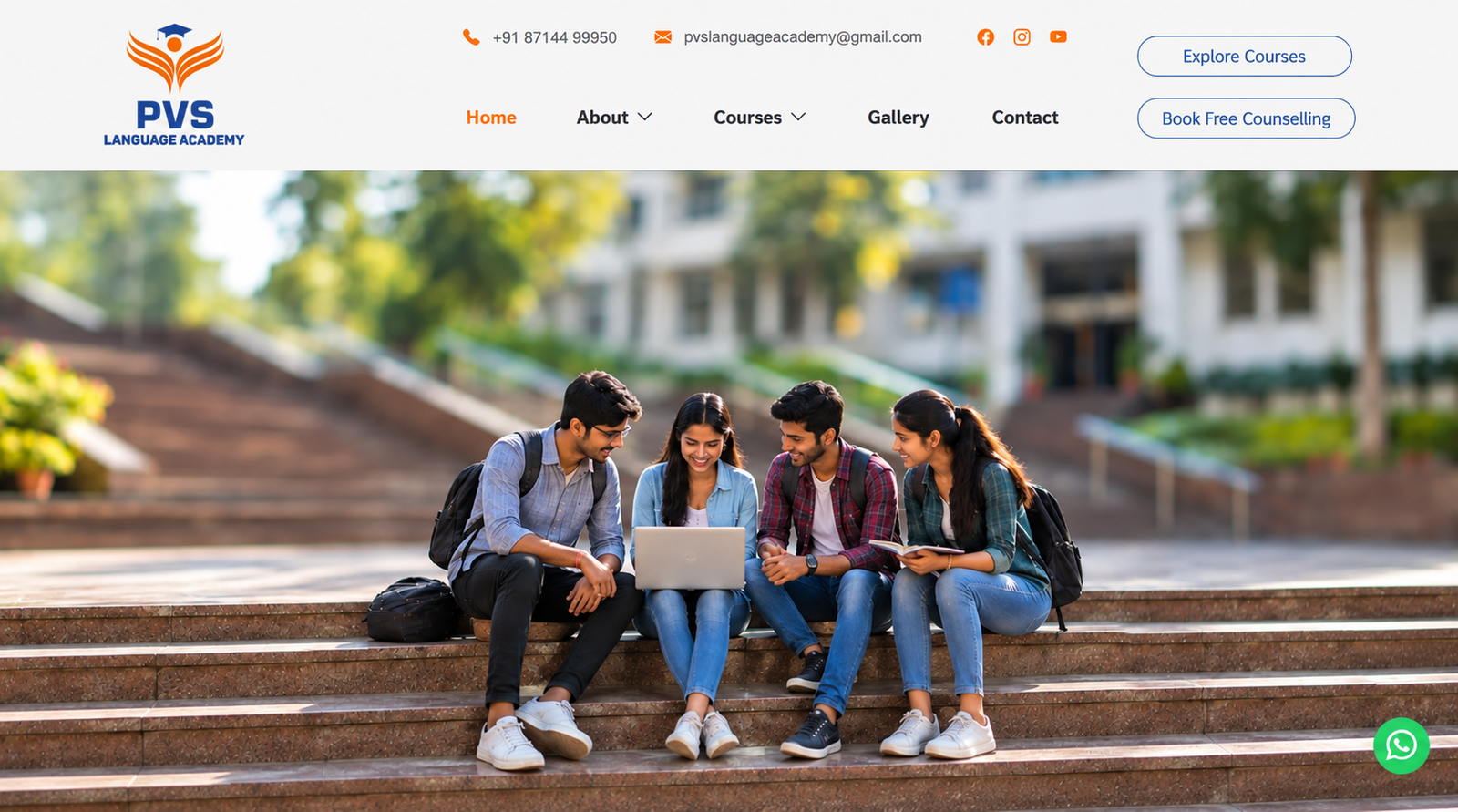 PVS Language Academy website